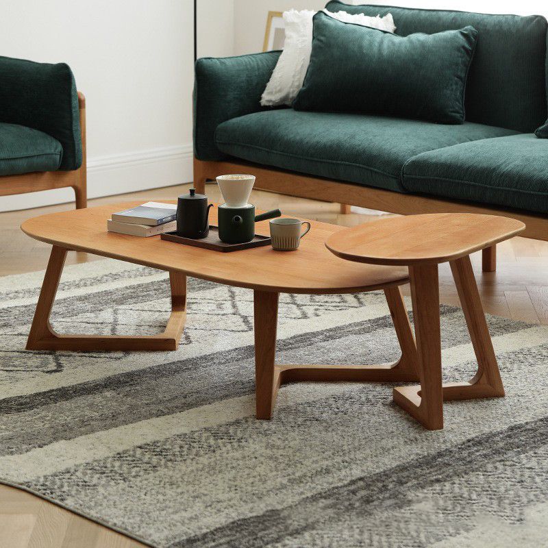 Scandinavian Style Coffee Cocktail Table Solid Wood Oval Coffee Table