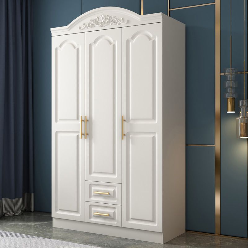 French Country White Wardrobe Armoire Engineered Wood Wardrobe Closet