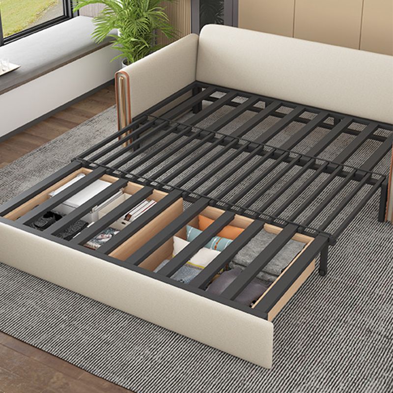 Beige 31.49" Wide Sofa Bed Glam Faux leather Sleeper Sofa with Pillow Included