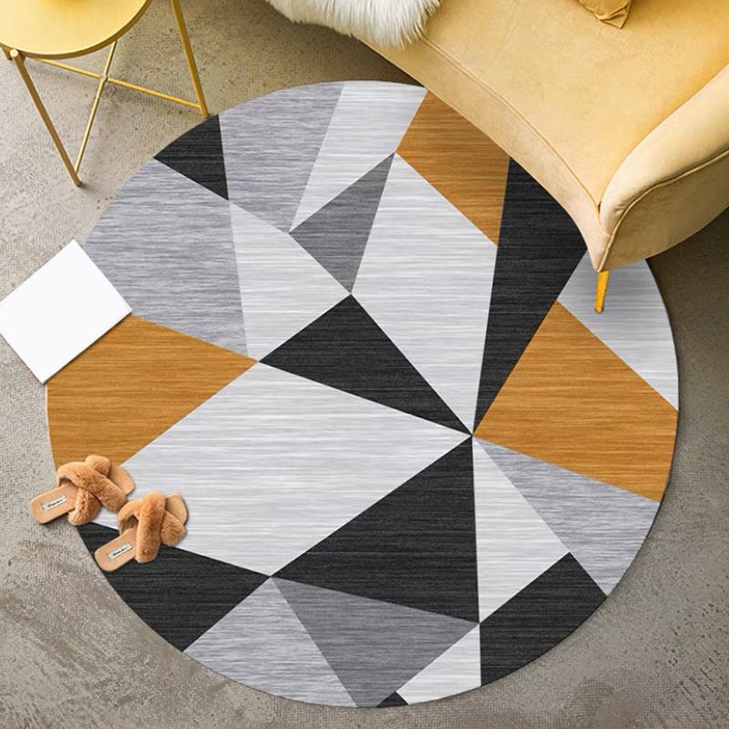 Grey Modern Area Rug Blending Graphic Rug Non-Slip Backing Rug Living Room