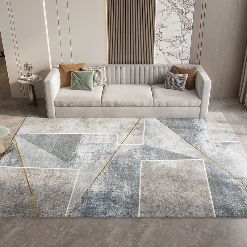 Moderne geometrische print tapijt Grijs Polyester Gebied Tapijt Anti-slip achterbleek voor huisdecoratie