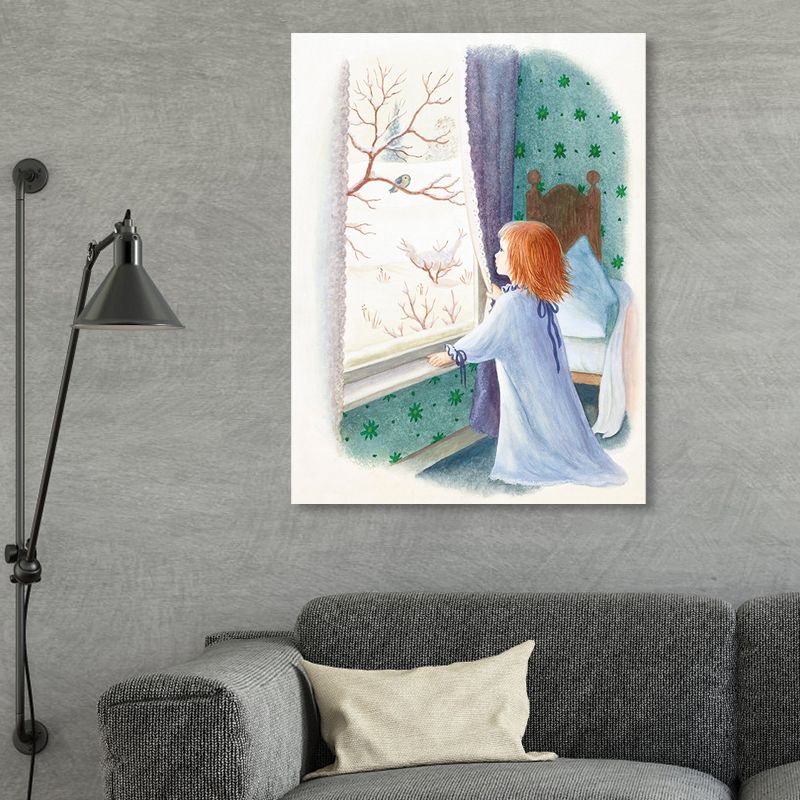 Modern Young Girl Canvas Soft Color Textured Wall Decor for Living Room, Multiple Sizes
