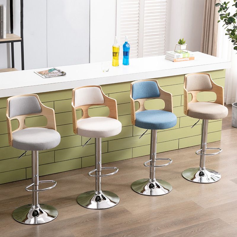 Modern Adjustable Swivel Barstool Matte Finish Footrest Stool