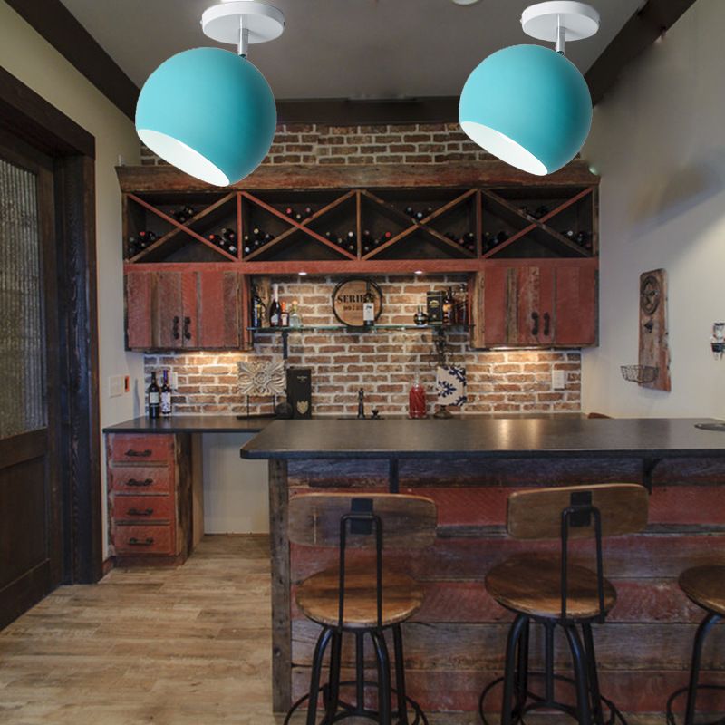 Dome Semi Flush Mount Licht Macaron Metal Ceiling Light Armaturen voor Living Room