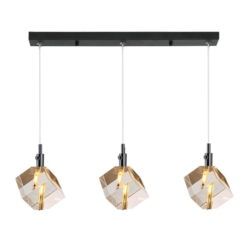 Accesorios de iluminación de estilo cuadrado moderno Ideas de iluminación de la isla de cristal