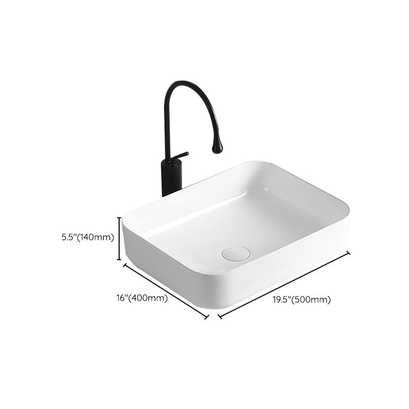 Modern Vessel Lavatory Sink Porcelain Rectangular Vessel Sink(Not Including Faucet)