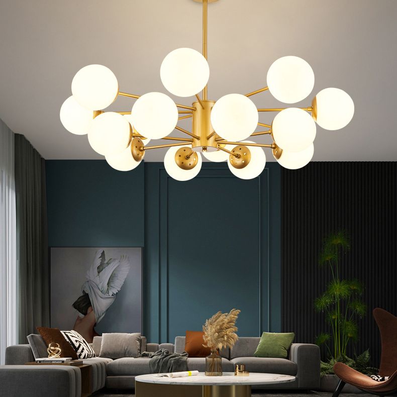 Verstellbare hängende Kabelkronleuchter leichte moderne Einfachheit Sputnik weißer Glasdecke für Restaurant