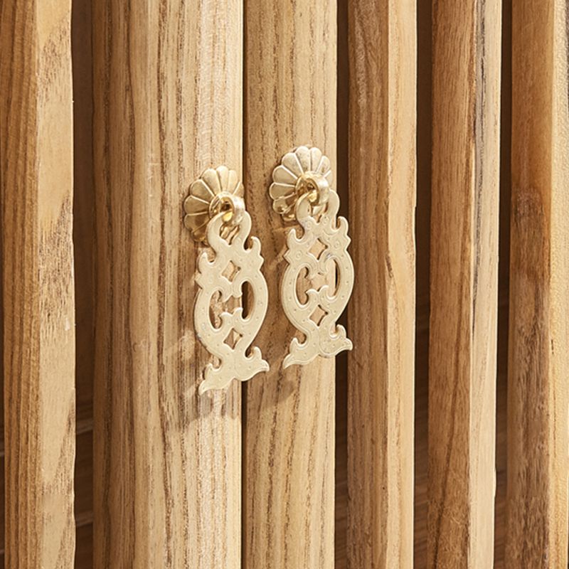 Mid-Century Modern Elm Wine Rack Solid Wood Wine Rack with Shelf