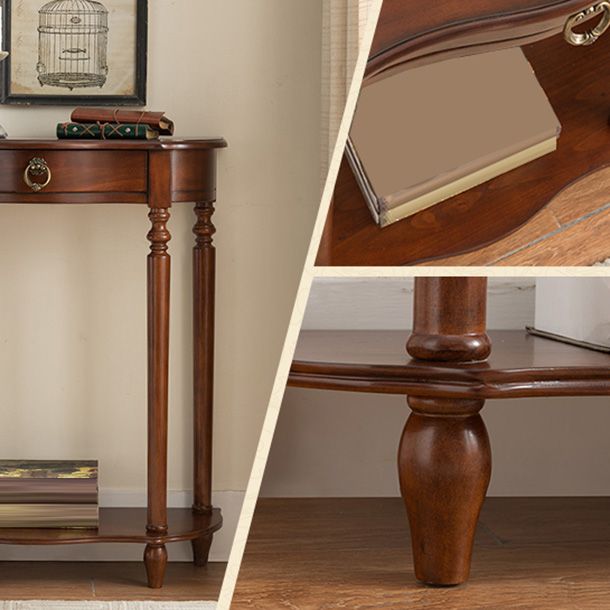 Victorian Rubber Wood End Table Free Form Console Sofa Table for Hall