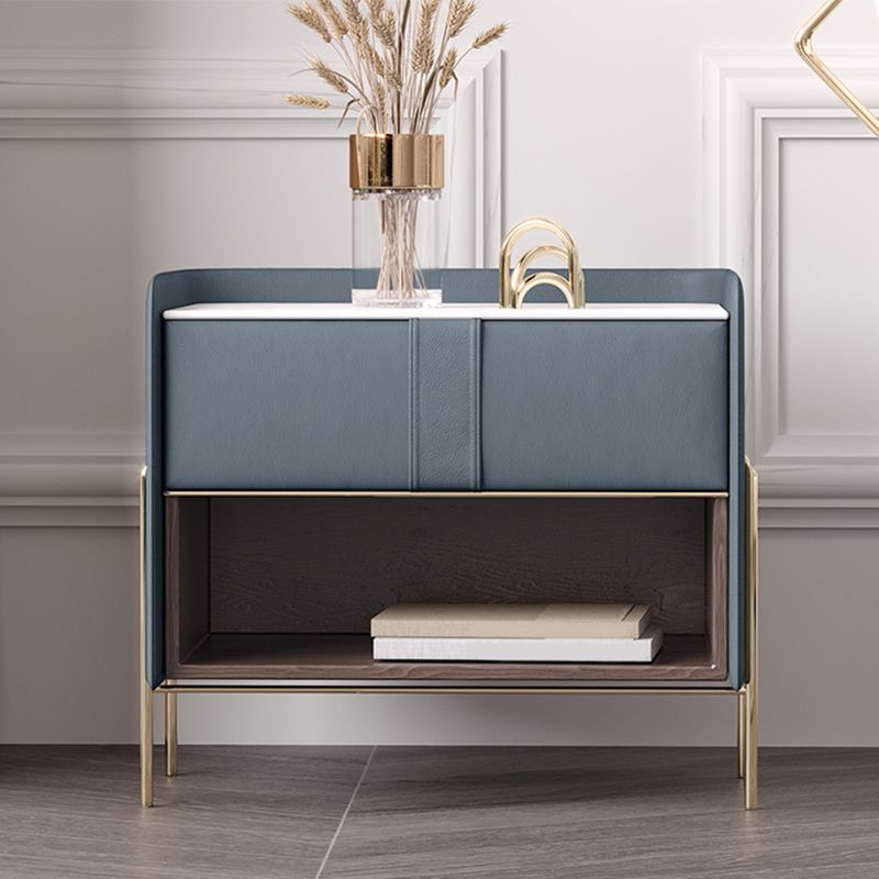 1-Drawer 1-Shelf Accent Table Nightstand 20.47" Tall Stone Nightstand