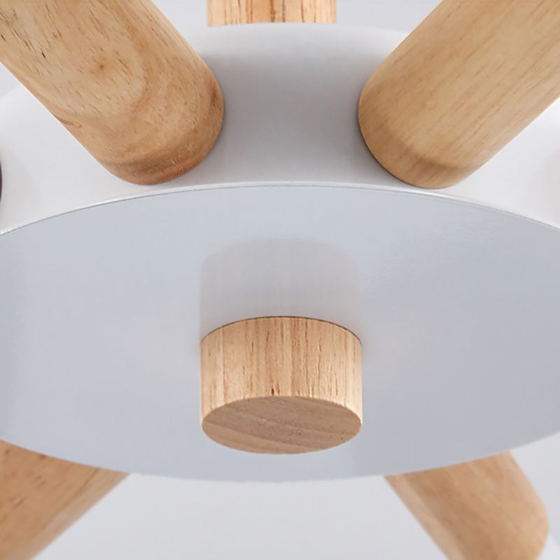 Dome Chandelier Pendant Light Modern Nordic Metal Hanging Hang Fixture with Wood