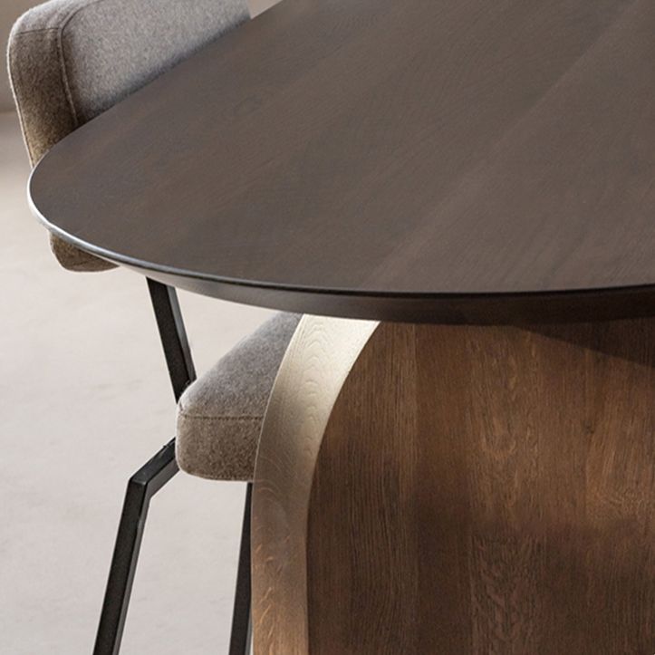 Mesa de comedor minimalista de doble pedestal oval