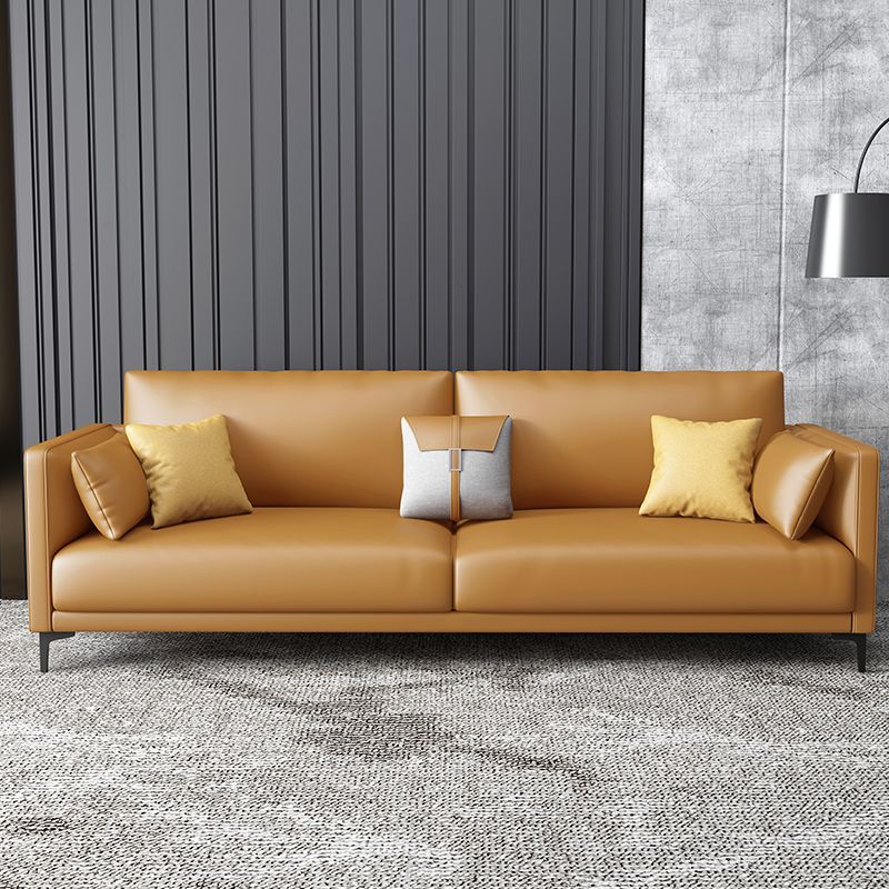 Living Room Cushions Stain Resistant Faux Leather Square Arm Sofa