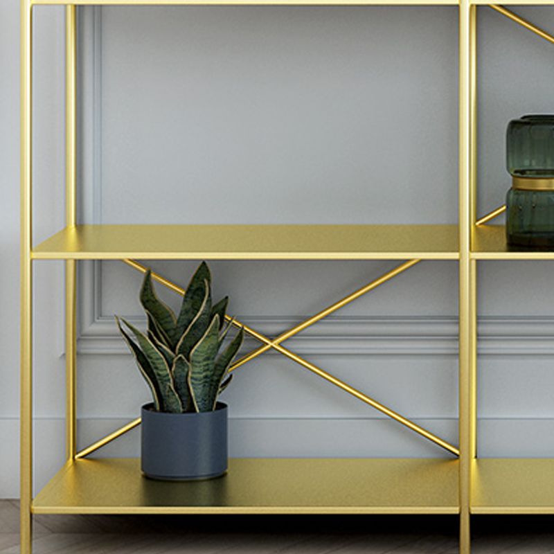 Minimalist Metal Open Etagere Bookcase with Rectangular Shelves