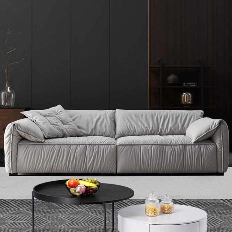 Contemporary Standard Pillow Top Arm Sofa Couch with Pillows in Grey