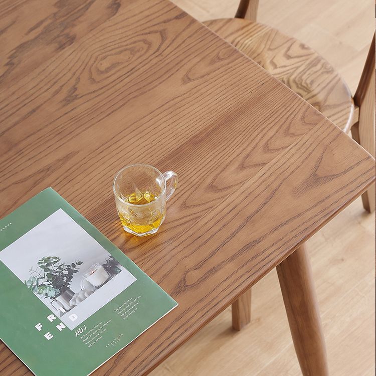 Mid-Century Modern Dining Table Brown Rectangle Solid Wood Dining Table