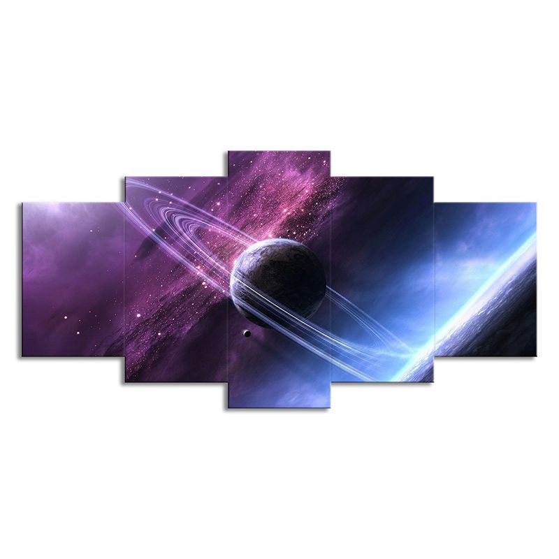 Purple Digital Print Planet Canvas Multi-Piece Fictional Child Bedroom Wall Art