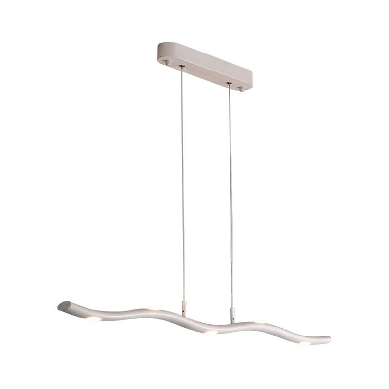 Wave Metal Island Lighting Fixture Simple Style 5/7 Heads White Pendant Light Kit, Warm/White Light