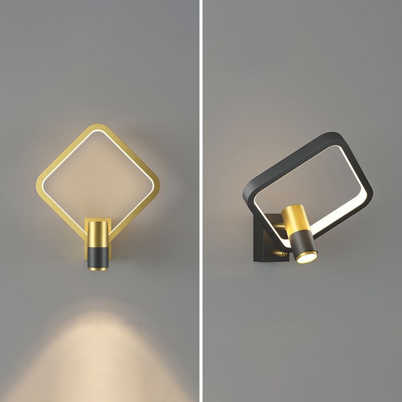 Light Luxury Metal Wall Light Geometry LED Wall Lamp with Silica Gel Shade for Bedroom