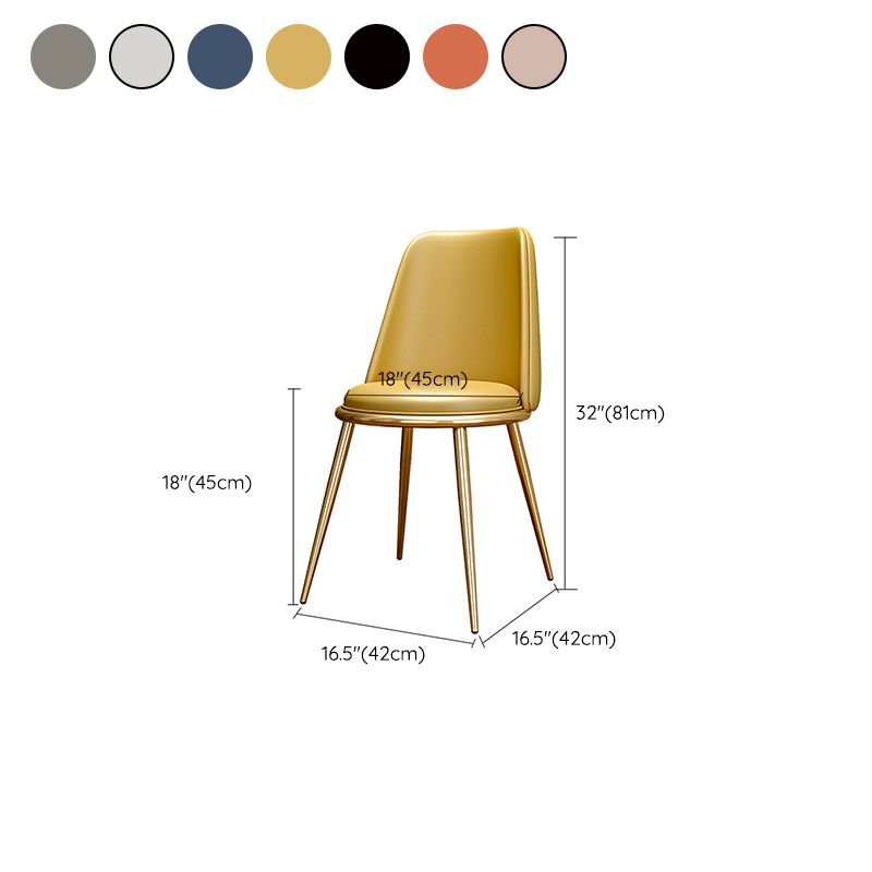 Upholstered Lounge Chair Armless Vanity Chair with Gold Tone Legs