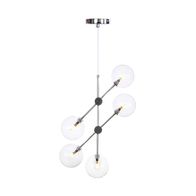 Runde Kronleuchter anheizt helles zeitgenössisches Weiß/klares/Bernsteinglas 5 Lichter Chrom Hanging Lamp Kit