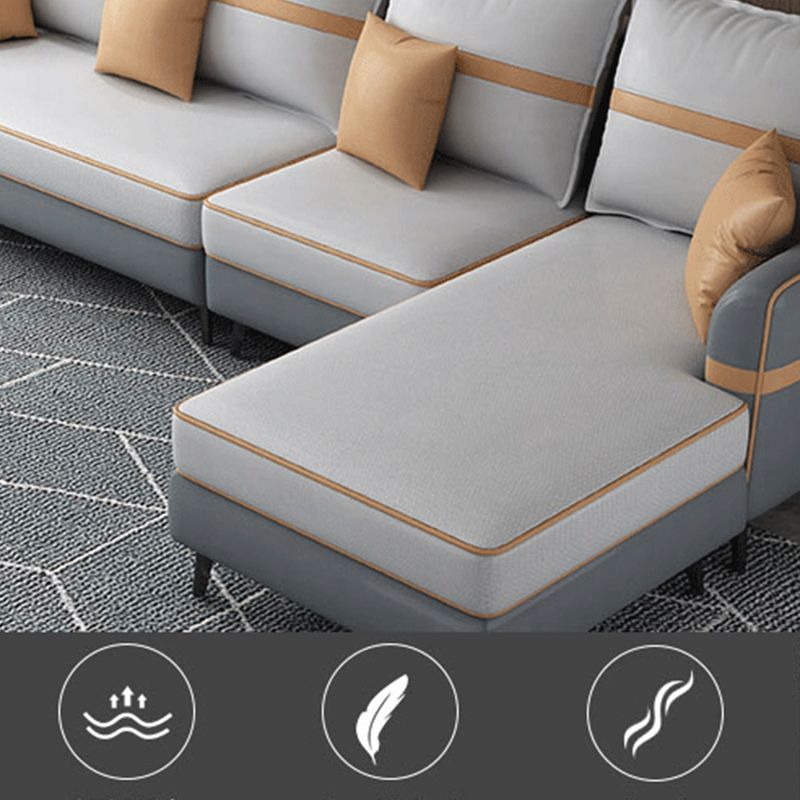 Modern 29.52 " H Faux Leather Flared Arm Sofa & Chaise for Living Room