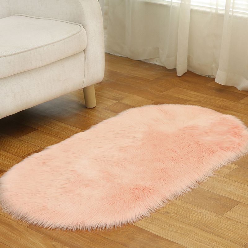 Multi Colored Plain Rug Faux Fur Minimalist Carpet Non-Slip Pet Friendly Stain Resistant Rug for Sitting Room