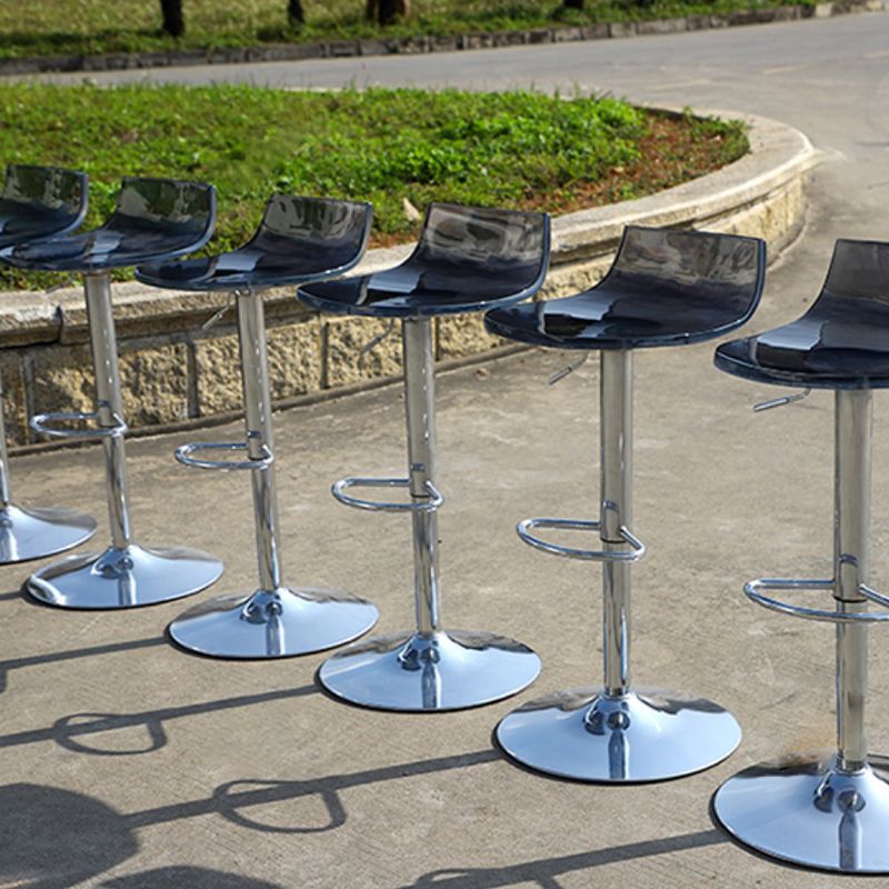 Low Back Armless Adjustable Height Swivel Bar Stool with Footrest