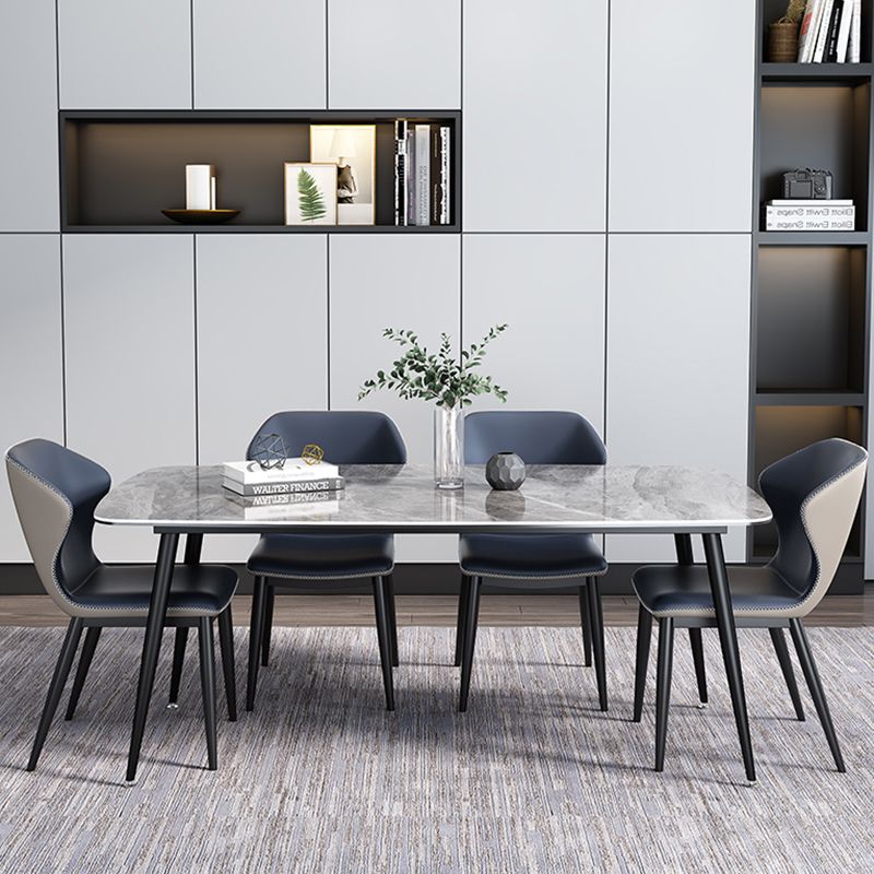 Rectangle Industrial Dining Table Grey Fixed Table with Sintered Stone