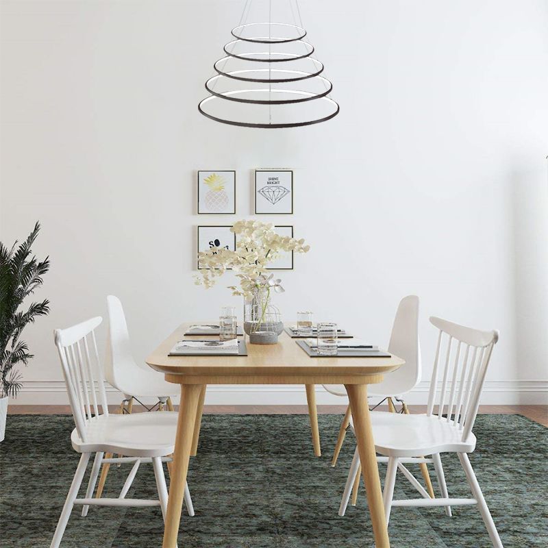 Ring kroonluchter hanger Moderne acryl -LED 3/4/5 lichten zwart/wit/bruin plafond opgehangen armatuur in warm/wit/natuurlijk licht