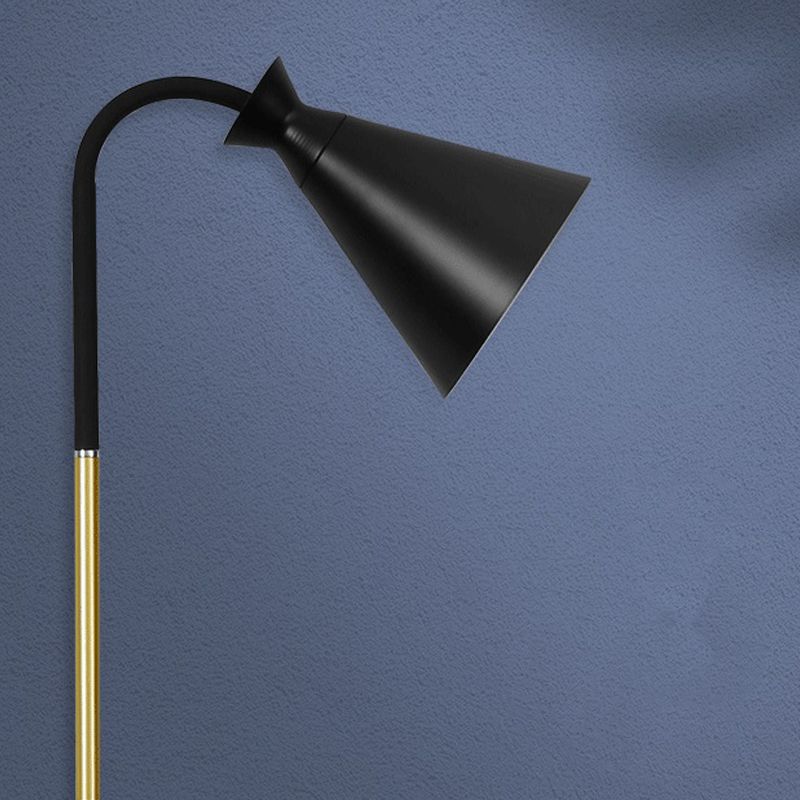 1 Light Cone-Shaped Floor Lamp Contemporary Metal Standard Lamps for Living Room