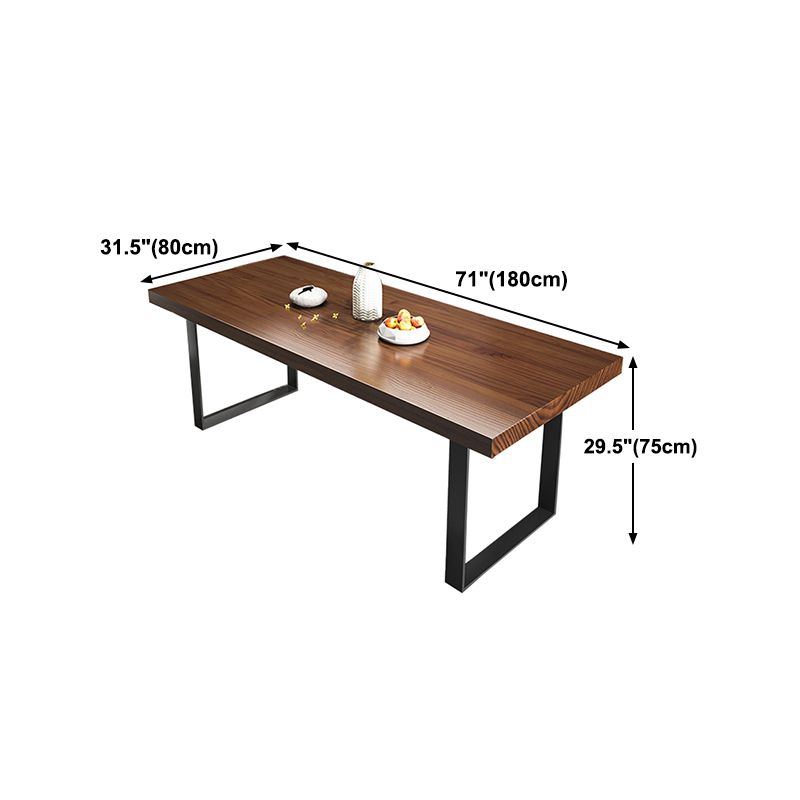 Modern Solid Wood Table Rectangular Pine Wood Dining Table with Black Sled Base
