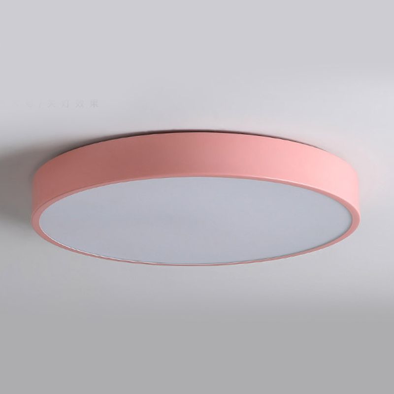 Drum Flush Mount Fixture Simplicity Metal 1 Light Flush Light