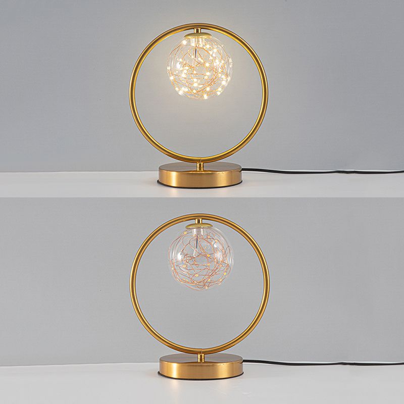 Ball Clear Glass Table Lamp Modern Starry LED Nightstand Light for Living Room
