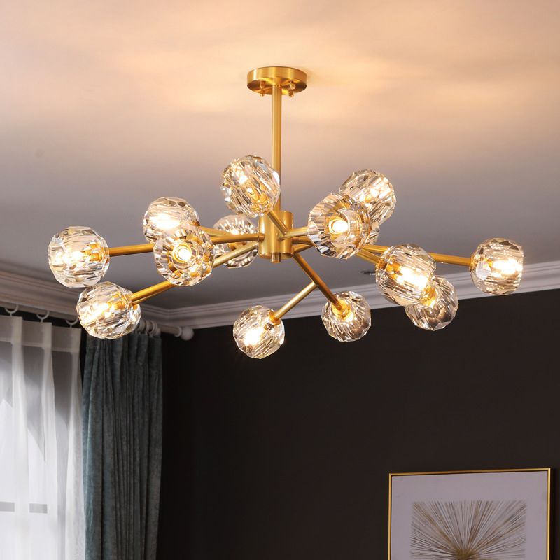 Ultra-modern Sputnik Hanging Chandelier Crystal Suspension Lighting with Hanging Cord for Living Room