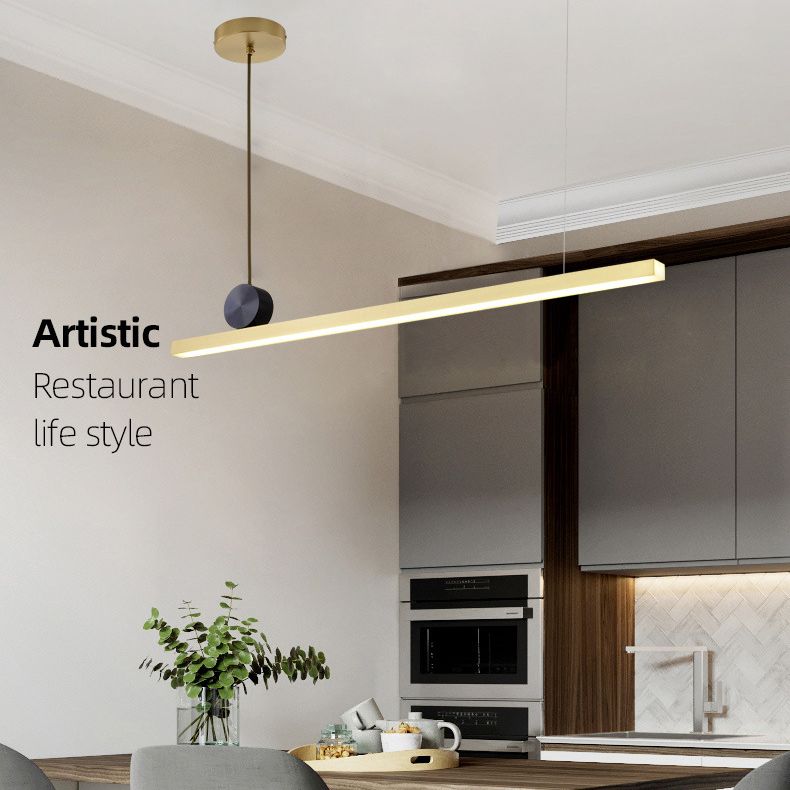 Luces lineales de la isla colgante accesorios de iluminación colgante minimalista de metal para restaurante