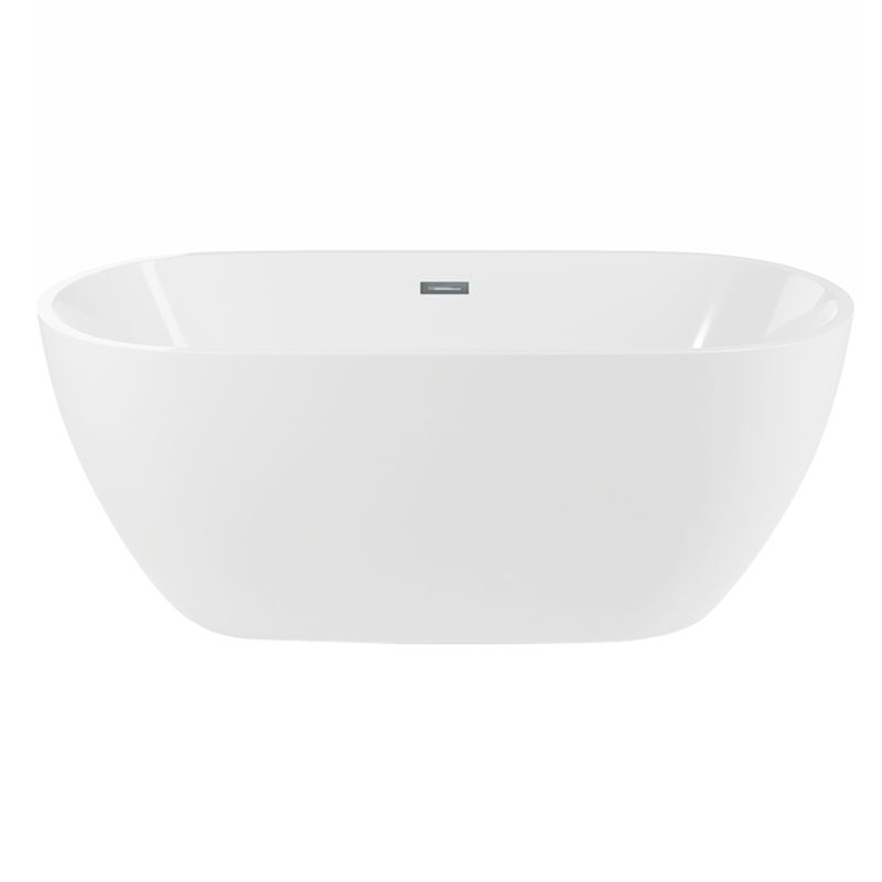 White Oval Bathtub with Drain Acrylic Soaking Freestanding Tub