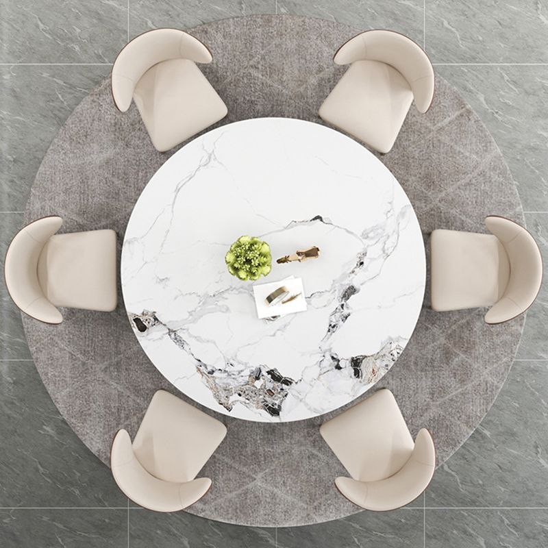 Modern Dining Sintered Stone Table Dining Round Table with Metal Legs for Home Use