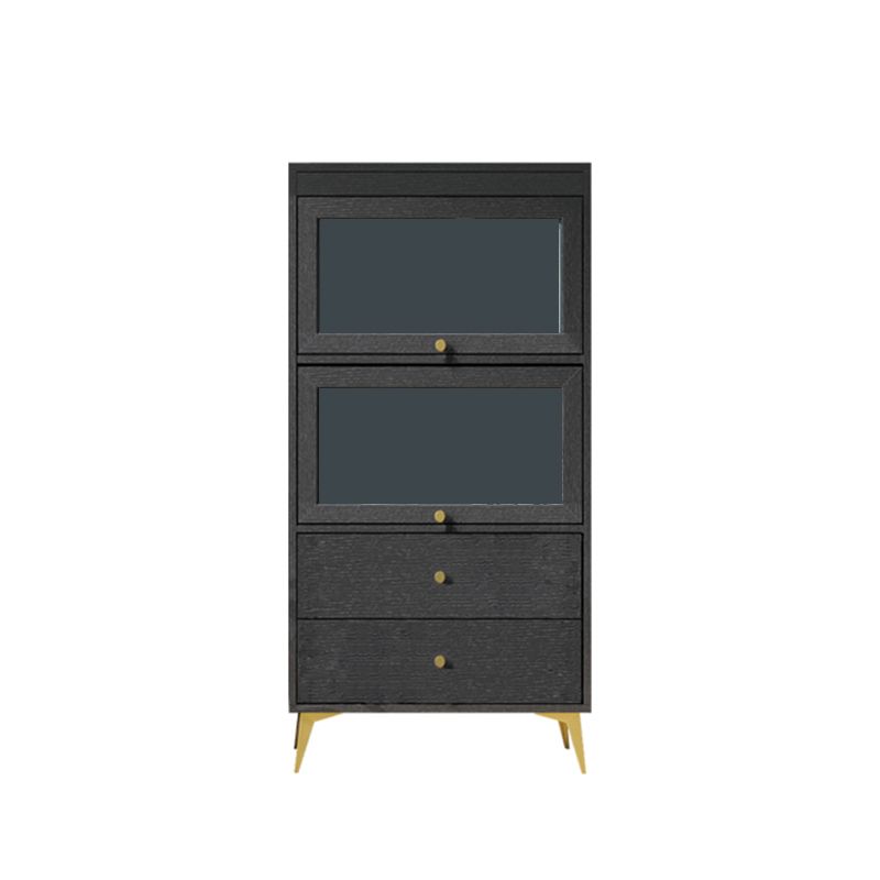 Contemporary 2- Drawer Black Wooden Cabinet, Rectangle Accent Cabinet