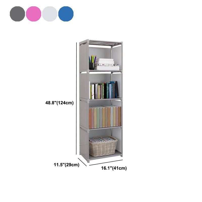 Contemporary Metal Shelf Bookcase Shelves Included Closed Back Bookcase