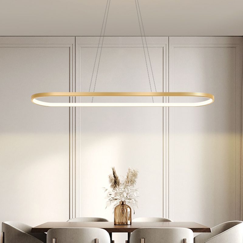 Estilo moderno forma lineal colgante metal luz 1 accesorio de iluminación colgante de luz en oro