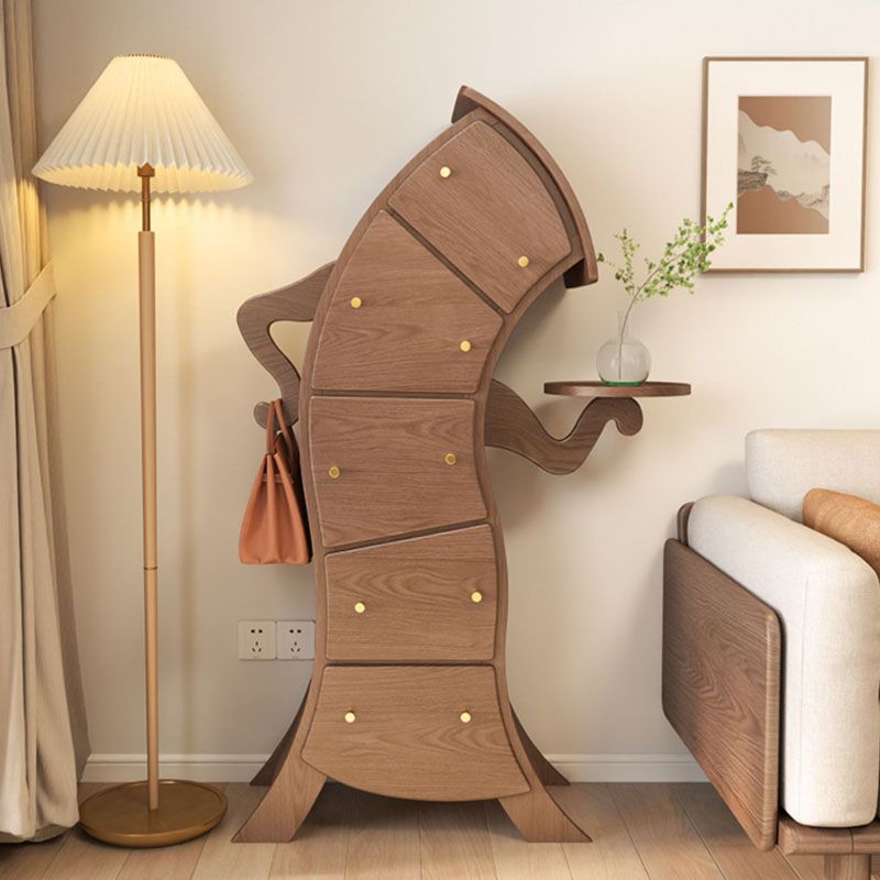 Modern Vertical Lingerie Chest Wood Dresser with 5 Drawers for Living Room