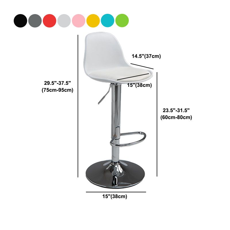 Contemporary Metal Barstool Low Back Faux Leather Cushion Footrest Stool