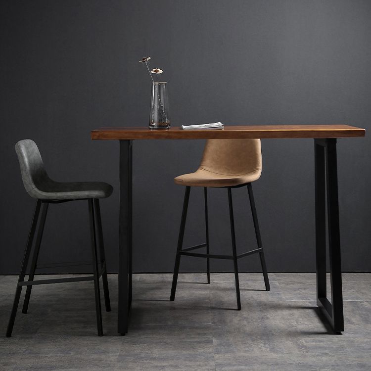 1/2/3 Pieces Industrial Iron Bar Table Set Rectangle Bistro Set with Pine Wood Top