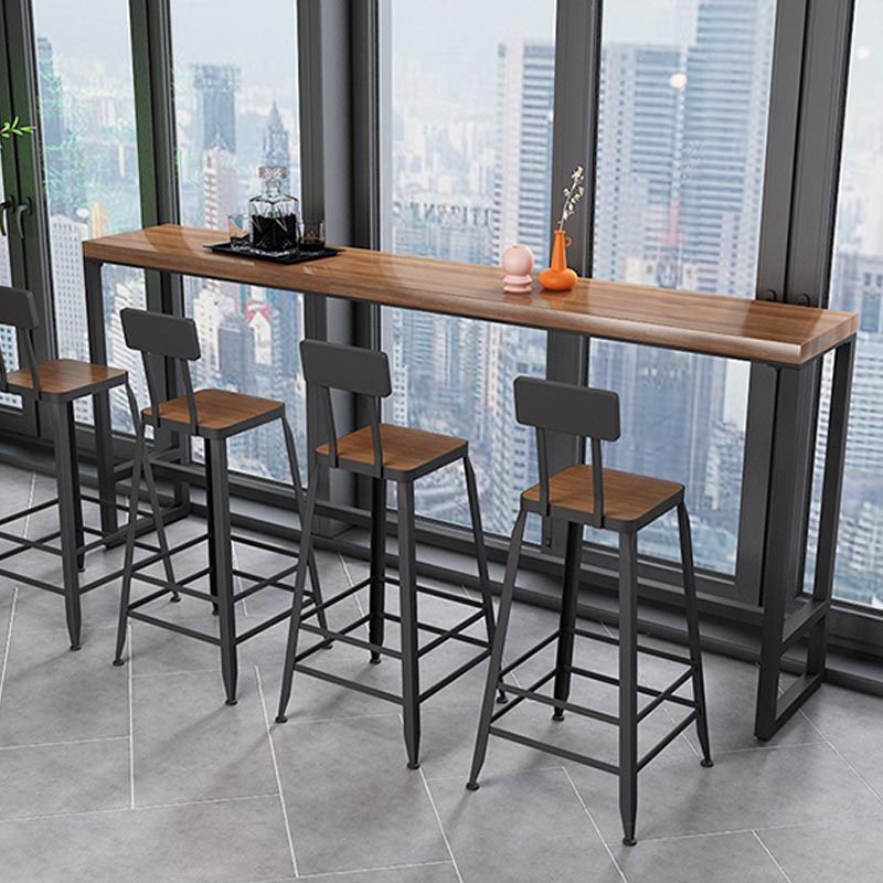 Rectangle Pine Wood Counter Table Industrial Bar Table for Dining Room