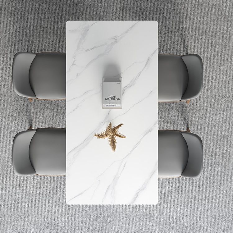 Industrial Style Dinner Table Stone Rectangle Dining Site Table in White