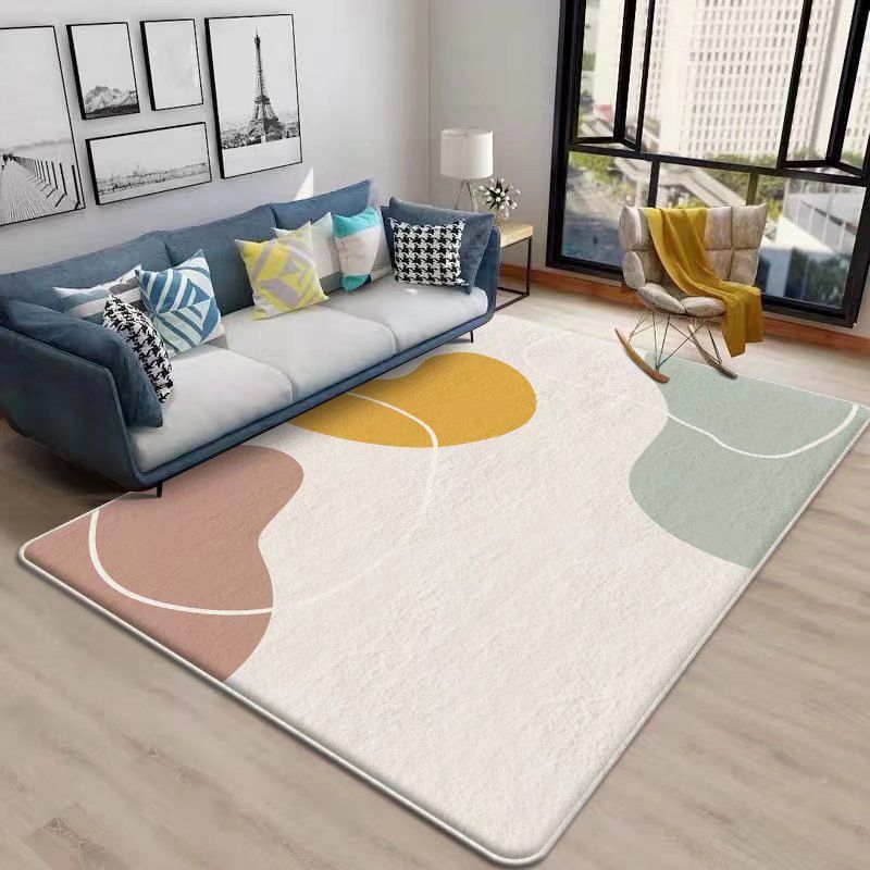 Geel kleurblok binnentapijt Polyester eenvoudig tapijt wasbaar tapijt voor woondecoratie