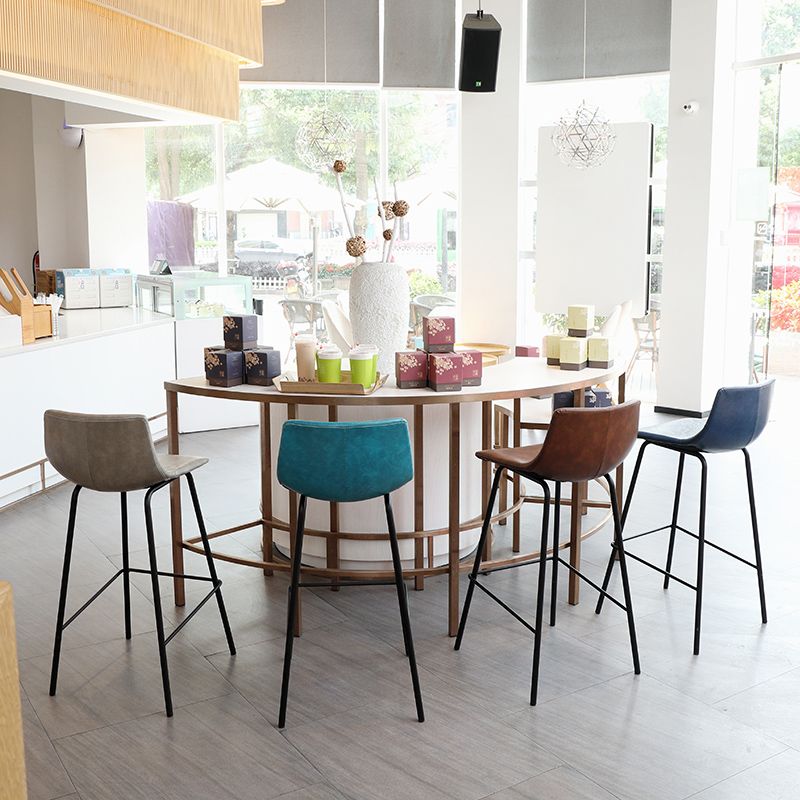 Indoor Modern Leather Bar Stool Bucket Footrest Low Back Counter & Bar Stool