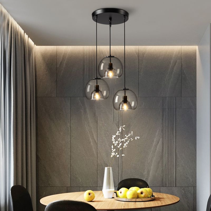 Multi Light Spherical Hanging Pendant Modern Style Glass Hanging Lighting for Living Room
