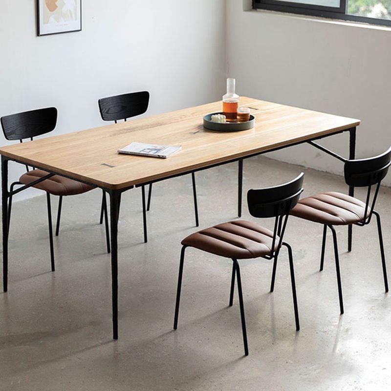 Modern Wood Rectangle Dining Table with 4 Legs Table for Dining Room